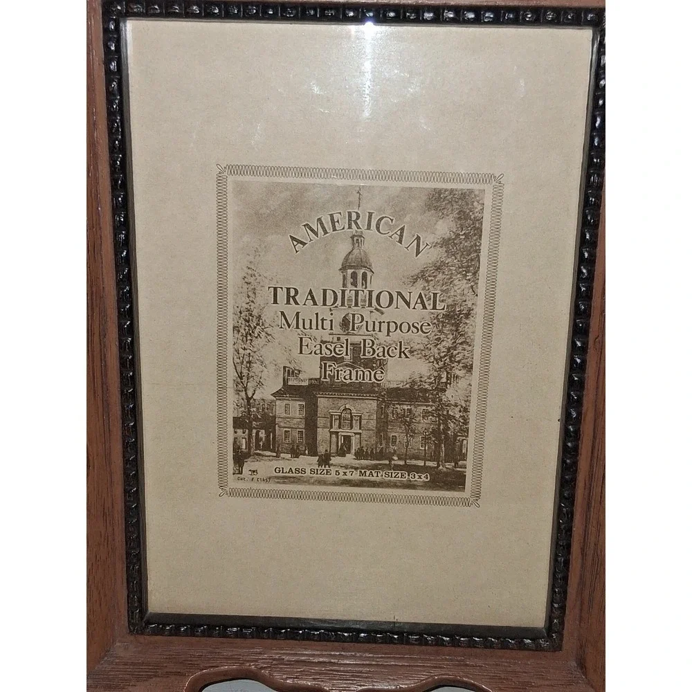 Vintage Picture Autry 48150 Faux Wood Picture Frame 5x7 Easel Back Retro